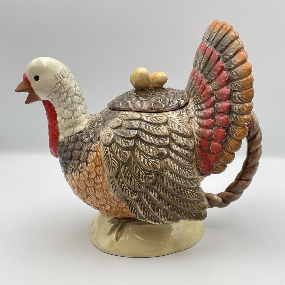 Zrike Thanksgiving Turkey Gravy Pitcher With Acorns Harvest Turkey By Lisa Levy